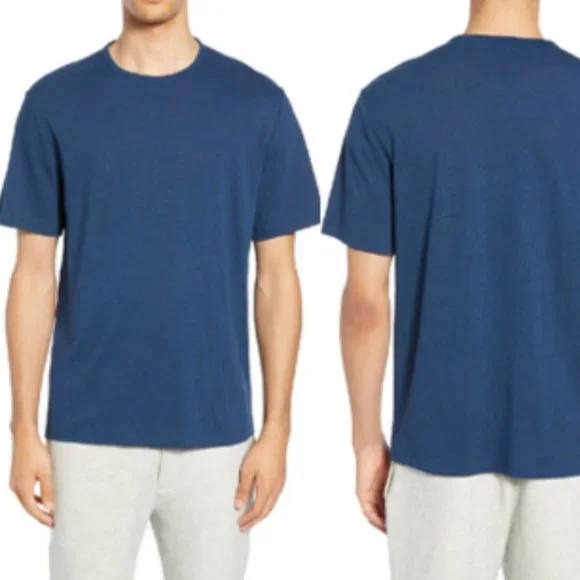 Vince Men's Slim Fit Linen & Cotton T-Shirt - Heathered Blue - L - Picture 1 of 10
